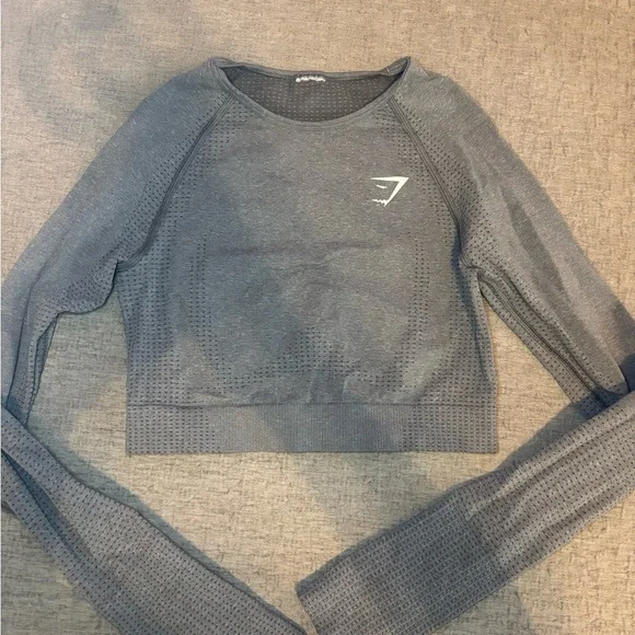 Gymshark long sleeve crop top size small gray - Picture 1 of 4